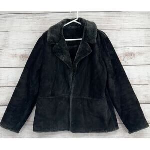 Paradox Suede Faux Fur Lined Open Front Jacket Women's‎ Size Medium Black